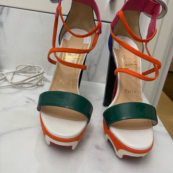 Christian Louboutin multi-color heels. - Picture 2 of 2
